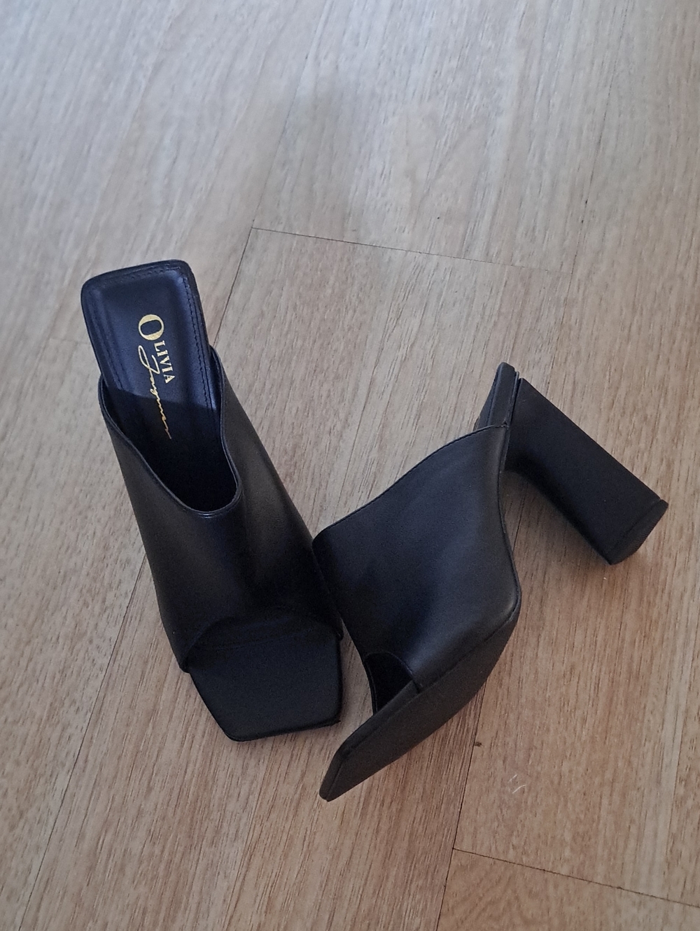 Olivia Jaymes Black Block Heel Mule